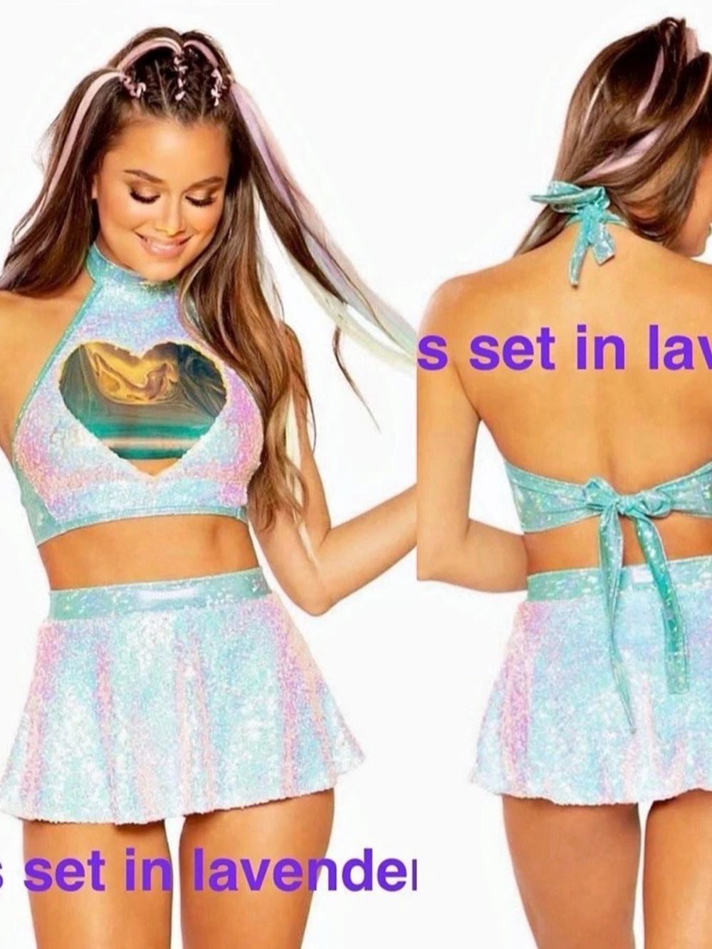 IHeartRaves/J Valentine Lavender Sequin Three Piece Set Like New